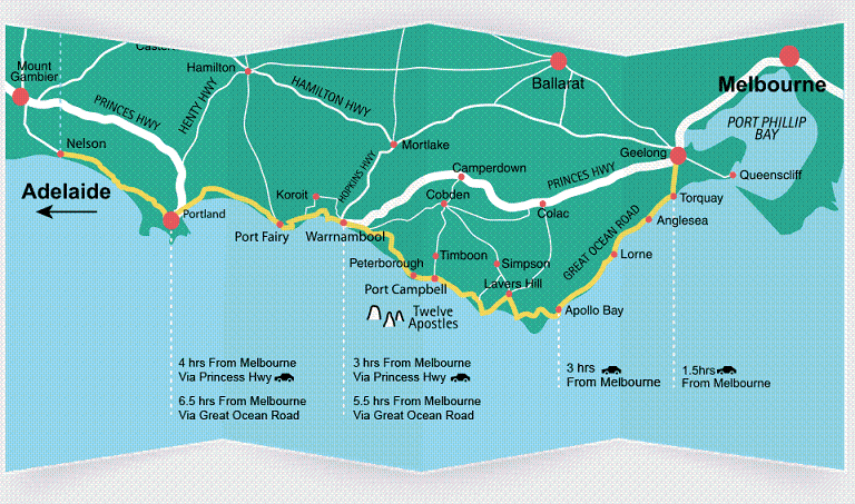Great Ocean Road Self Drive Itinerary Map